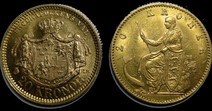 Danish 20 Kroner gold coin