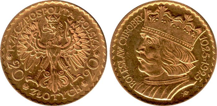 Polish 20 Zlotych gold coin