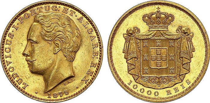 Portuguese 10,000 Reis gold coin