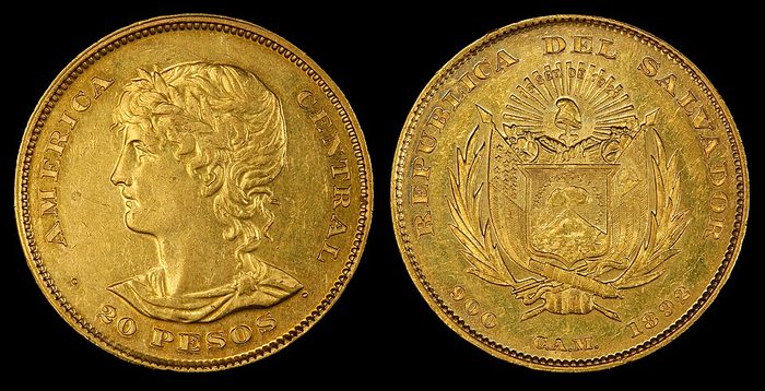 Salvadoran 25 Colones gold coin