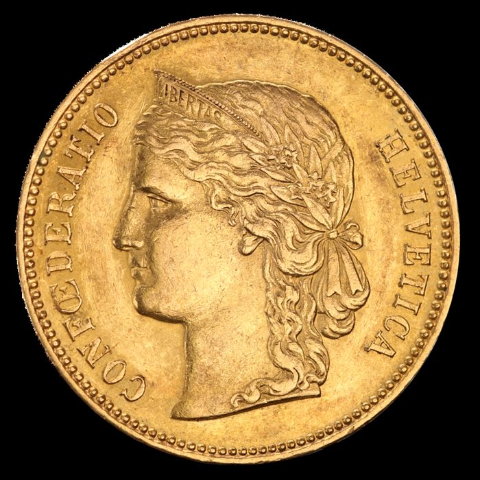 Swiss 20 Francs (Helvetia) gold coin